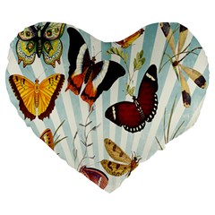 Butterfly-love Large 19  Premium Heart Shape Cushions by nateshop