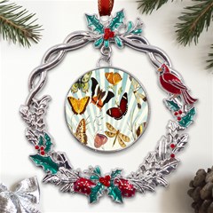 Butterfly-love Metal X mas Wreath Holly Leaf Ornament by nateshop