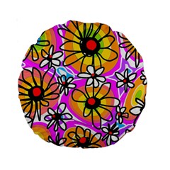 Mazipoodles Love Flowers - Rainbow Standard 15  Premium Round Cushions by Mazipoodles