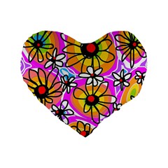 Mazipoodles Love Flowers - Rainbow Standard 16  Premium Heart Shape Cushions by Mazipoodles