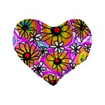 Mazipoodles Love Flowers - Rainbow Standard 16  Premium Flano Heart Shape Cushions Front