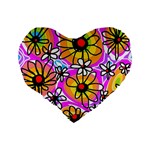 Mazipoodles Love Flowers - Rainbow Standard 16  Premium Flano Heart Shape Cushions Back