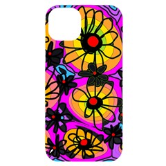 Mazipoodles Love Flowers - Rainbow Iphone 14 Plus Black Uv Print Case by Mazipoodles