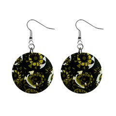 Mazipoodles Love Flowers - Dark Green Olive Black Mini Button Earrings by Mazipoodles