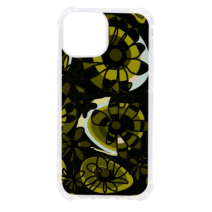 Mazipoodles Love Flowers - Dark Green Olive Black iPhone 13 mini TPU UV Print Case