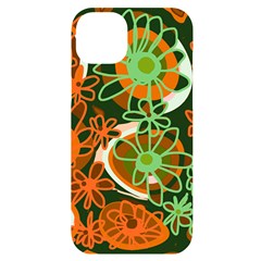 Mazipoodles Love Flowers - Green Orange Iphone 14 Plus Black Uv Print Case by Mazipoodles