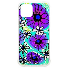 Mazipoodles Love Flowers - Blue Purple Black Iphone 12/12 Pro Tpu Uv Print Case by Mazipoodles