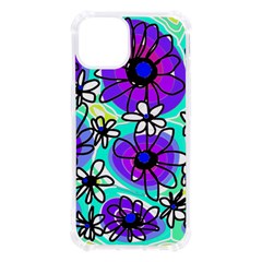 Mazipoodles Love Flowers - Blue Purple Black Iphone 13 Tpu Uv Print Case by Mazipoodles