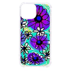 Mazipoodles Love Flowers - Blue Purple Black Iphone 13 Mini Tpu Uv Print Case by Mazipoodles