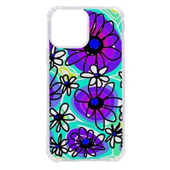 Mazipoodles Love Flowers - Blue Purple Black Iphone 13 Pro Max Tpu Uv Print Case by Mazipoodles