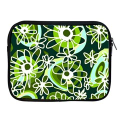 Mazipoodles Love Flowers - Black Olive White Apple Ipad 2/3/4 Zipper Cases by Mazipoodles