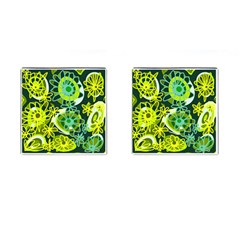 Mazipoodles Love Flowers - Green Lemon Duck Egg Blue Cufflinks (square) by Mazipoodles