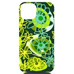 Mazipoodles Love Flowers - Green Lemon Duck Egg Blue iPhone 14 Black UV Print Case Front