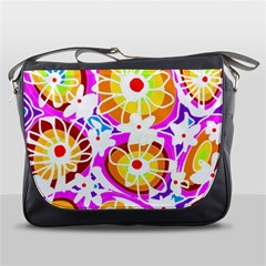 Mazipoodles Love Flowers - Rainbow White Messenger Bag by Mazipoodles