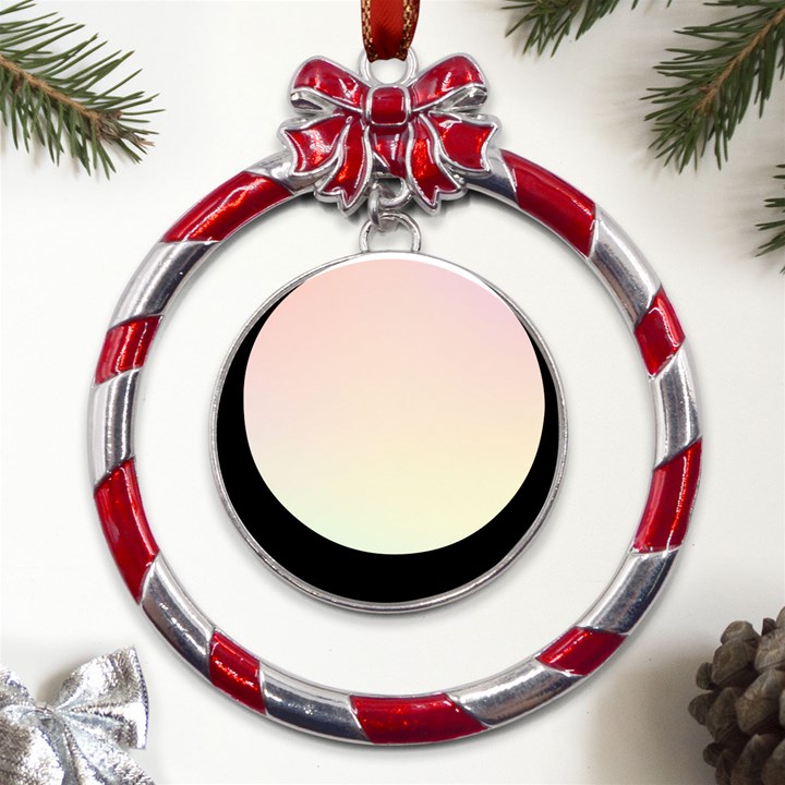 Pastel , Purple, Pink, Blue, Light, Mix Metal Red Ribbon Round Ornament