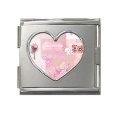 Pink Aesthetic, Clouds, Cute, Glitter, Hello Kitty, Pastel, Soft Mega Link Heart Italian Charm (18mm) by nateshop