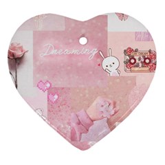 Pink Aesthetic, Clouds, Cute, Glitter, Hello Kitty, Pastel, Soft Heart Ornament (two Sides) by nateshop