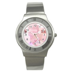 Pink Aesthetic, Clouds, Cute, Glitter, Hello Kitty, Pastel, Soft Stainless Steel Watch by nateshop