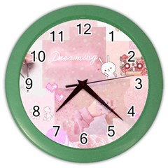 Pink Aesthetic, Clouds, Cute, Glitter, Hello Kitty, Pastel, Soft Color Wall Clock by nateshop