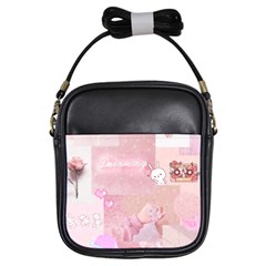 Pink Aesthetic, Clouds, Cute, Glitter, Hello Kitty, Pastel, Soft Girls Sling Bag by nateshop