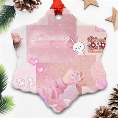 Pink Aesthetic, Clouds, Cute, Glitter, Hello Kitty, Pastel, Soft Snowflake Ornament (two Sides) by nateshop