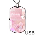 Pink Aesthetic, Clouds, Cute, Glitter, Hello Kitty, Pastel, Soft Dog Tag USB Flash (One Side) Front