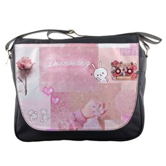 Pink Aesthetic, Clouds, Cute, Glitter, Hello Kitty, Pastel, Soft Messenger Bag by nateshop