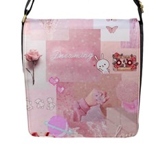 Pink Aesthetic, Clouds, Cute, Glitter, Hello Kitty, Pastel, Soft Flap Closure Messenger Bag (l) by nateshop