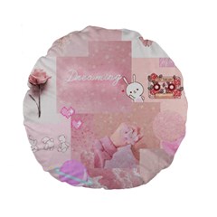 Pink Aesthetic, Clouds, Cute, Glitter, Hello Kitty, Pastel, Soft Standard 15  Premium Flano Round Cushions by nateshop