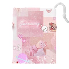 Pink Aesthetic, Clouds, Cute, Glitter, Hello Kitty, Pastel, Soft Drawstring Pouch (5xl) by nateshop