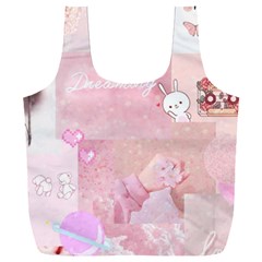 Pink Aesthetic, Clouds, Cute, Glitter, Hello Kitty, Pastel, Soft Full Print Recycle Bag (xxxl) by nateshop