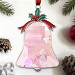 Pink Aesthetic, Clouds, Cute, Glitter, Hello Kitty, Pastel, Soft Metal Holly Leaf Bell Ornament Front