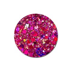 Pink Glitter, Cute, Girly, Glitter, Pink, Purple, Sparkle Magnet 3  (round) by nateshop