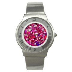 Pink Glitter, Cute, Girly, Glitter, Pink, Purple, Sparkle Stainless Steel Watch by nateshop