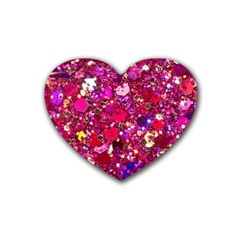 Pink Glitter, Cute, Girly, Glitter, Pink, Purple, Sparkle Rubber Heart Coaster (4 Pack) by nateshop