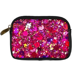 Pink Glitter, Cute, Girly, Glitter, Pink, Purple, Sparkle Digital Camera Leather Case by nateshop