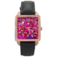 Pink Glitter, Cute, Girly, Glitter, Pink, Purple, Sparkle Rose Gold Leather Watch  by nateshop