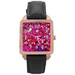 Pink Glitter, Cute, Girly, Glitter, Pink, Purple, Sparkle Rose Gold Leather Watch  Front