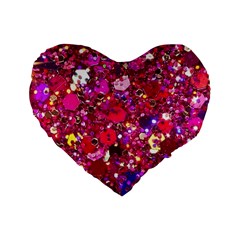 Pink Glitter, Cute, Girly, Glitter, Pink, Purple, Sparkle Standard 16  Premium Heart Shape Cushions by nateshop