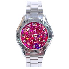 Pink Glitter, Cute, Girly, Glitter, Pink, Purple, Sparkle Stainless Steel Analogue Watch by nateshop