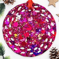 Pink Glitter, Cute, Girly, Glitter, Pink, Purple, Sparkle Round Filigree Ornament (two Sides) by nateshop