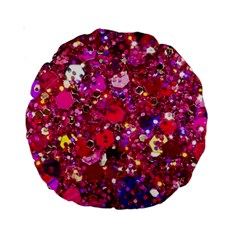 Pink Glitter, Cute, Girly, Glitter, Pink, Purple, Sparkle Standard 15  Premium Round Cushions by nateshop