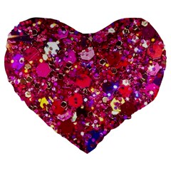 Pink Glitter, Cute, Girly, Glitter, Pink, Purple, Sparkle Large 19  Premium Heart Shape Cushions by nateshop