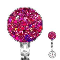 Pink Glitter, Cute, Girly, Glitter, Pink, Purple, Sparkle Stainless Steel Nurses Watch by nateshop