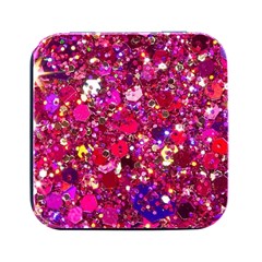 Pink Glitter, Cute, Girly, Glitter, Pink, Purple, Sparkle Square Metal Box (black) by nateshop