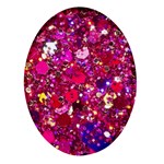 Pink Glitter, Cute, Girly, Glitter, Pink, Purple, Sparkle Oval Glass Fridge Magnet (4 pack) Front