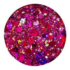 Pink Glitter, Cute, Girly, Glitter, Pink, Purple, Sparkle Round Glass Fridge Magnet (4 Pack) by nateshop