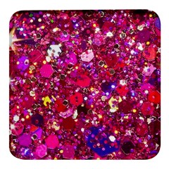 Pink Glitter, Cute, Girly, Glitter, Pink, Purple, Sparkle Square Glass Fridge Magnet (4 Pack) by nateshop