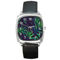 Tree Leaves Square Metal Watch by nateshop