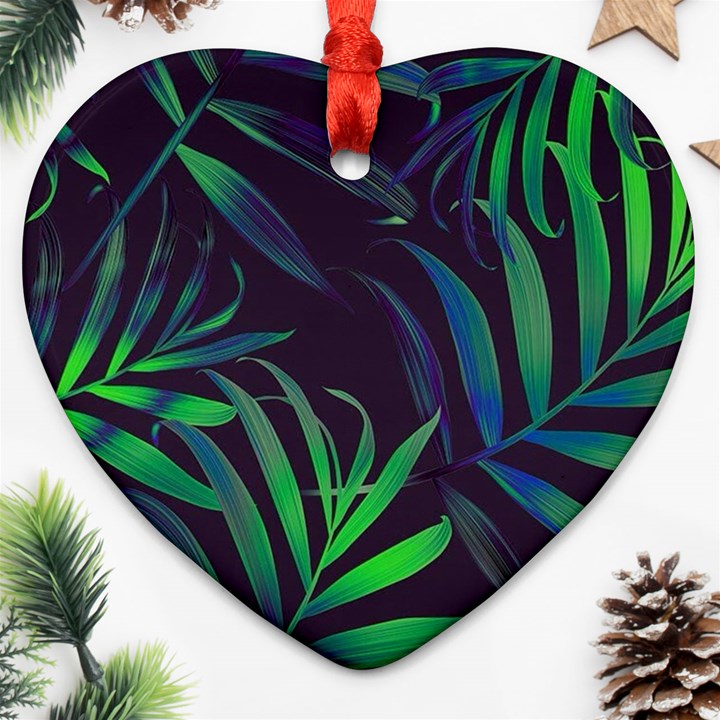 Tree Leaves Heart Ornament (Two Sides)